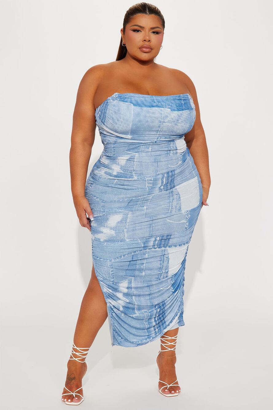 Fashion Nova Alexis Mesh Strapless Maxi Dress Size 3X NWT